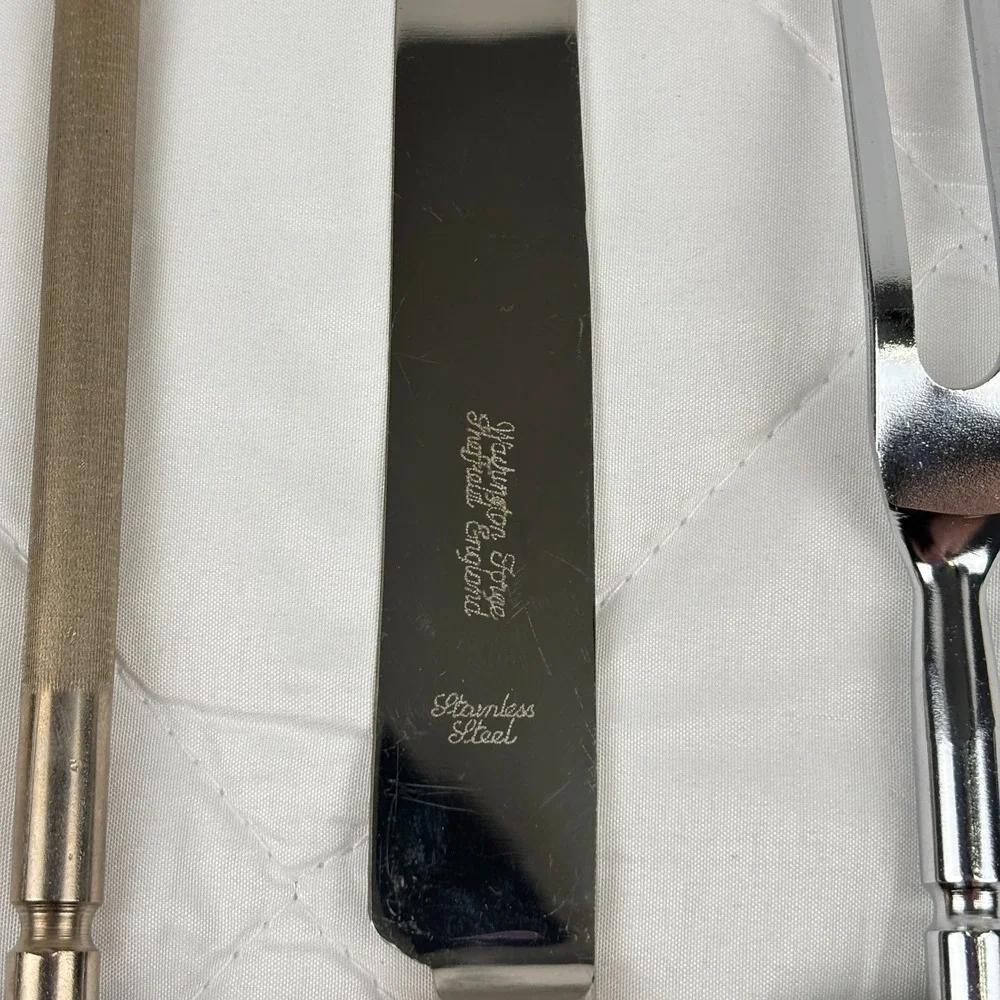 Vintage Washington Forge Steak Knife Carving Set 24K Gold Plated Boxed MCM